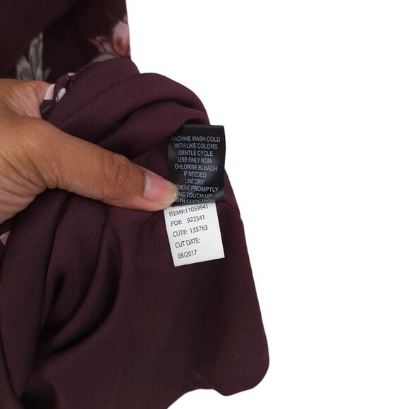 Torrid Women Plus 20 Dress Wine Red Floral Chiffon Halter Cold Shoulder Ruffle - Picture 9 of 11